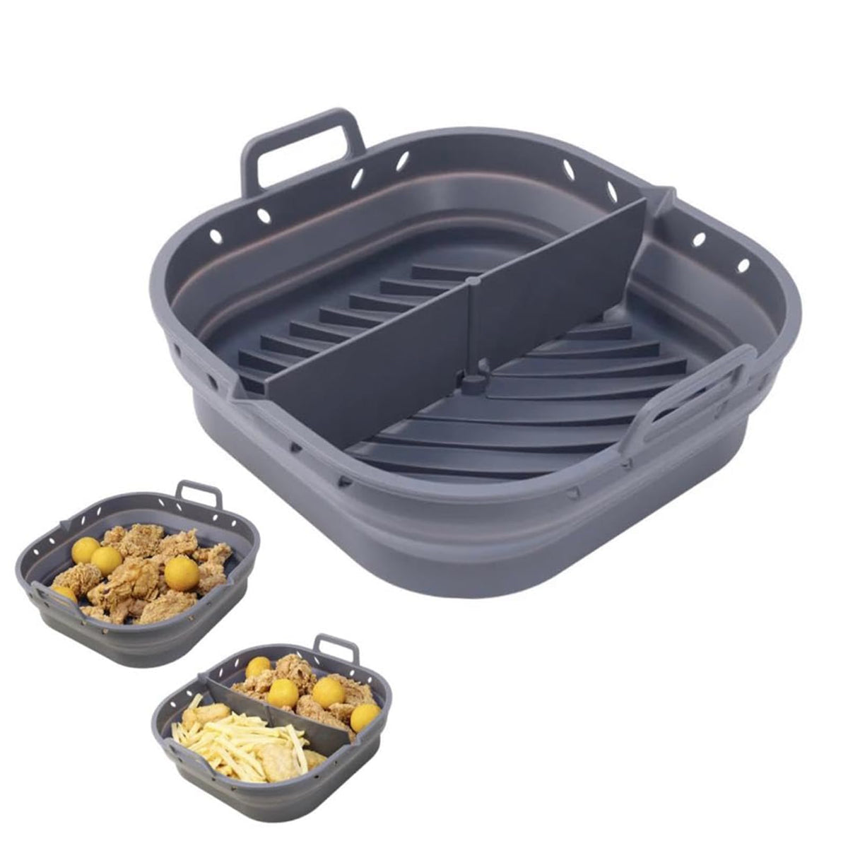 Dual Space Silicone Air Fryer Tray