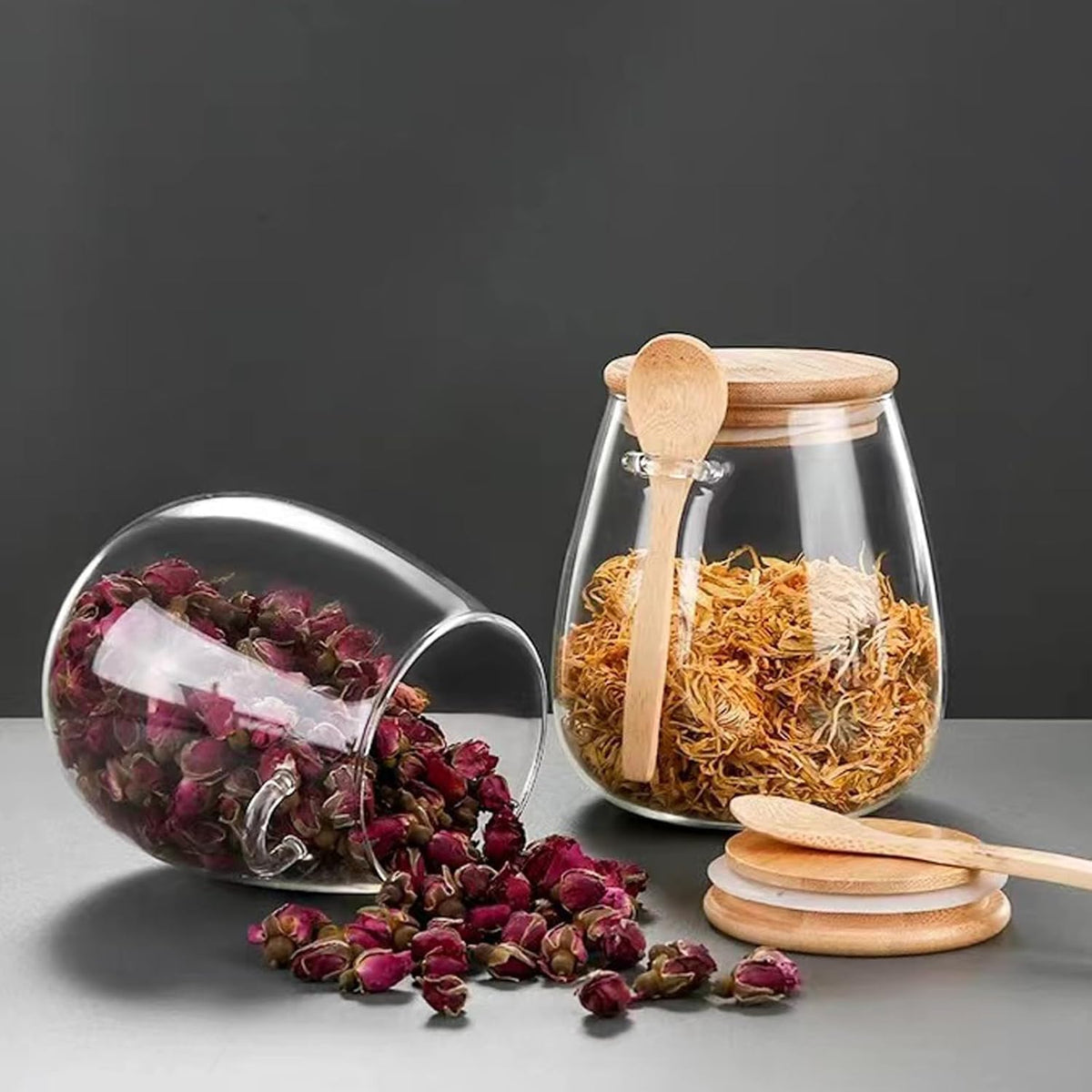 Airtight Glass Storage Jar with Bamboo Lid
