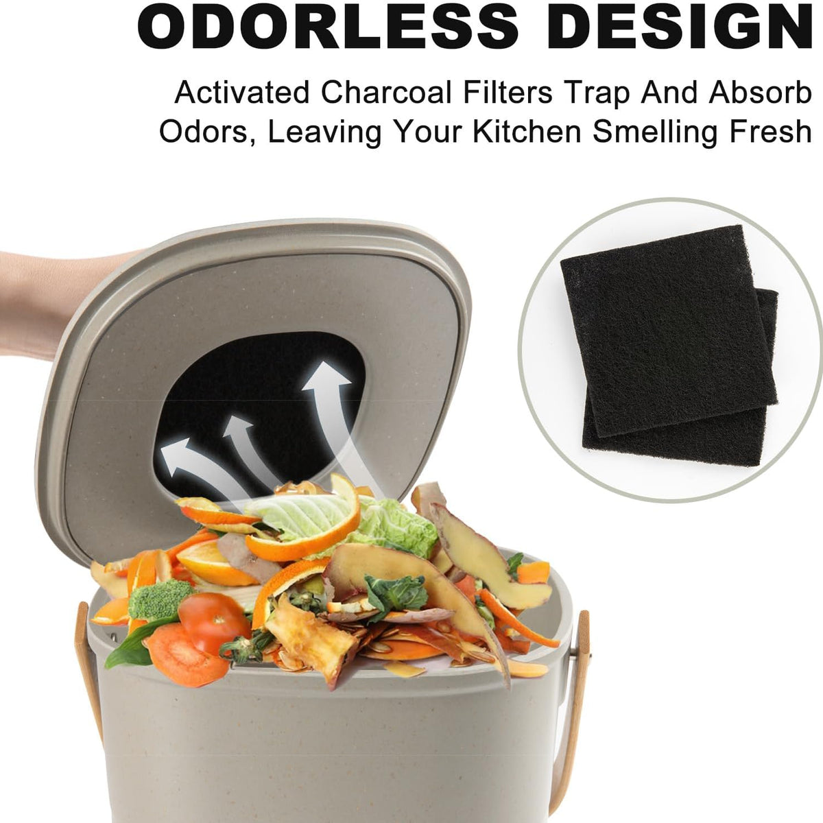 Countertop Compost Bin with Bamboo Fiber