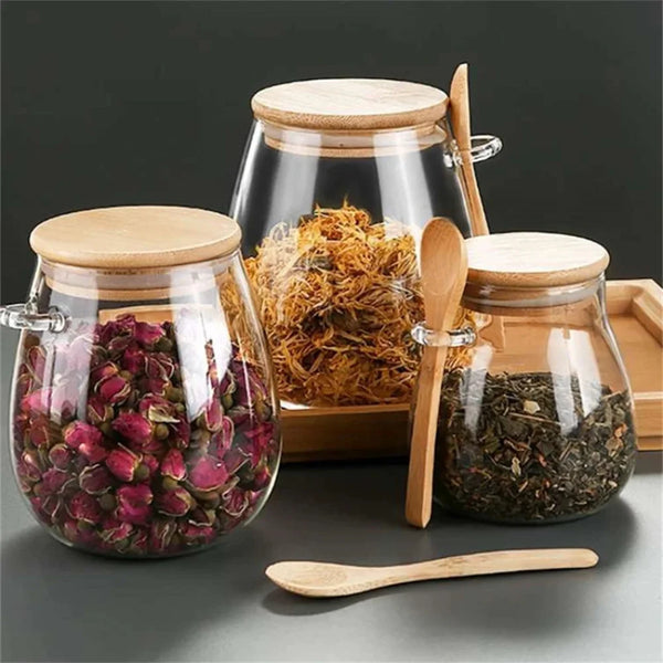 Airtight Glass Storage Jar with Bamboo Lid