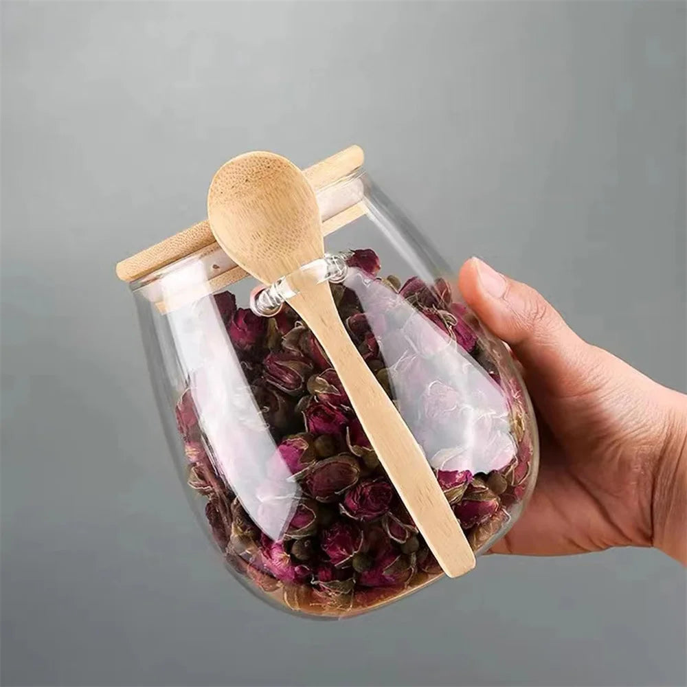 Airtight Glass Storage Jar with Bamboo Lid