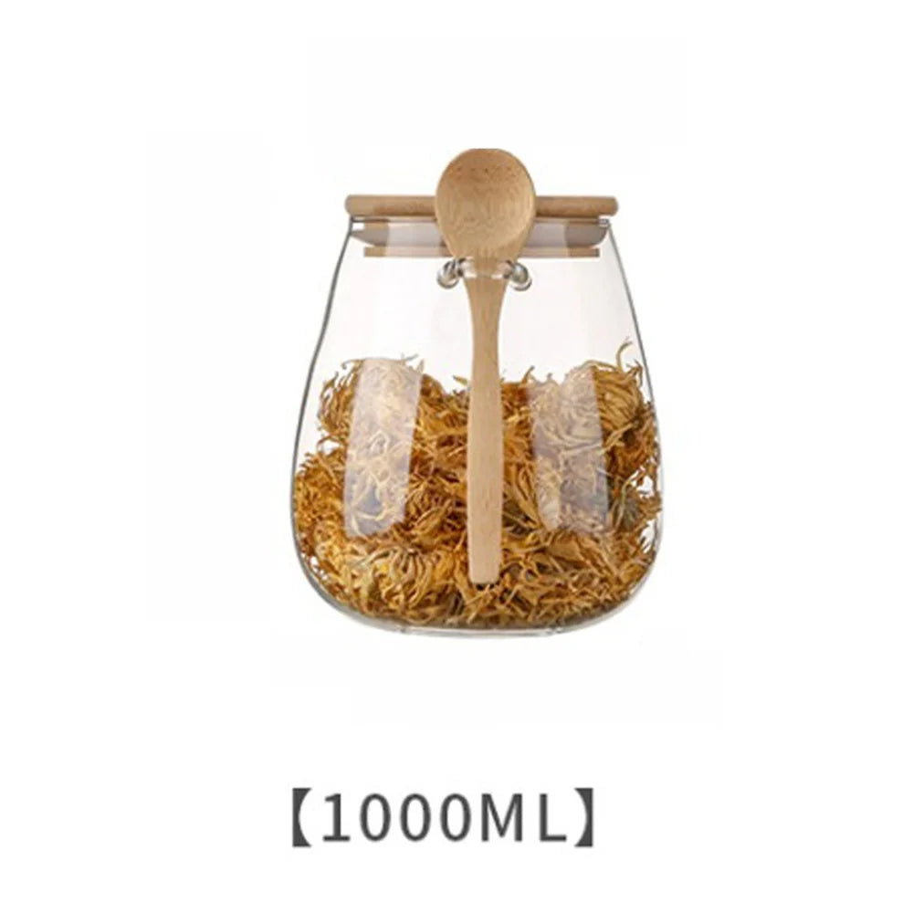 Airtight Glass Storage Jar with Bamboo Lid