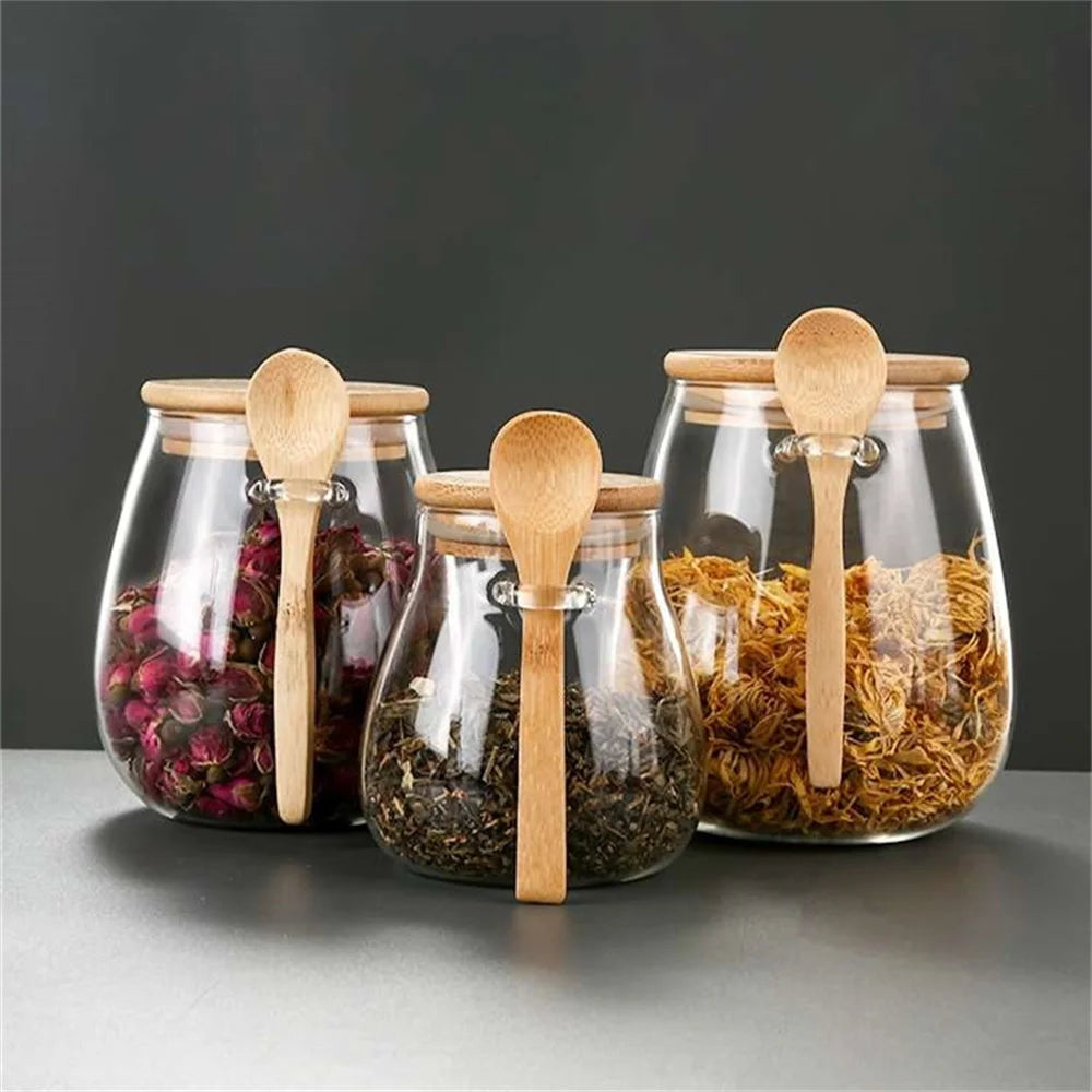 Airtight Glass Storage Jar with Bamboo Lid