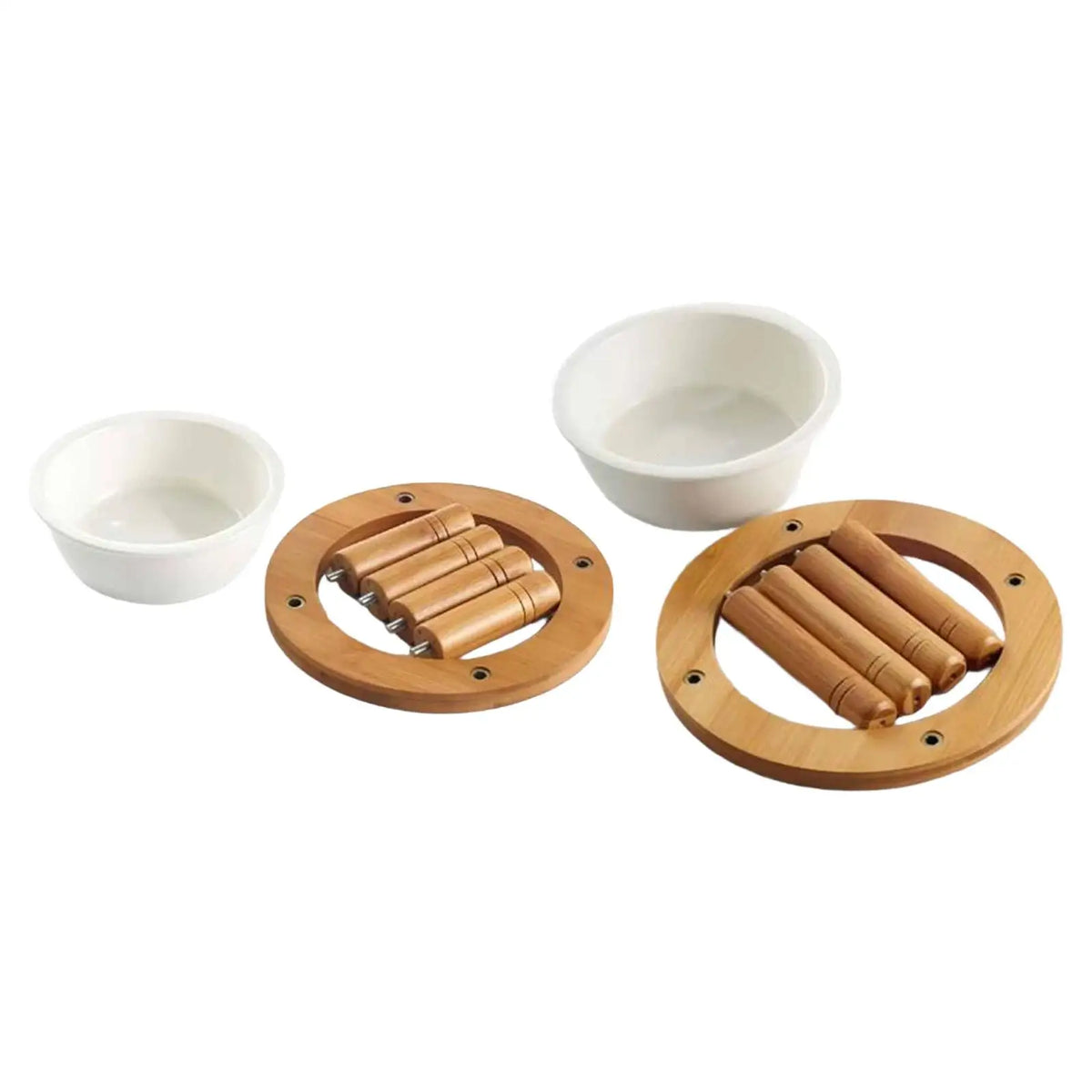 Ceramic Pet Bowl with Bamboo Stand