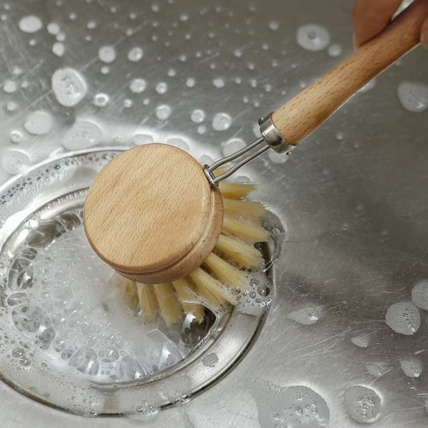 Natural Dish Brush Set with Replaceable Heads